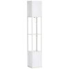 HOMCOM Shelf Floor Lamp White 2 Light Fabric Shade for Living Room Bedroom 10.25x10.25x61.5