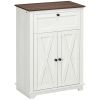 HOMCOM Farmhouse Sideboard Storage Cabinet, Doors and Drawer, for Kitchen, Living Room, 23.5"x11.75"x34.5", White