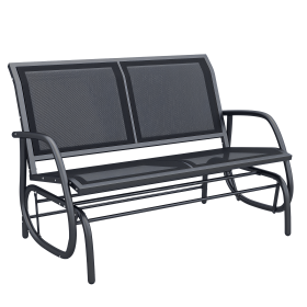Outsunny Outdoor Glider Rocking Chair for 2, Patio Bench Swing with Steel Frame, Ideal for Garden, Porch - Black