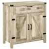 HOMCOM Wooden Farmhouse Sideboard Oak Finish Kitchen Buffet Cabinet with Drawer and Shelf