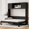 Full Size Murphy Bed with Storage Cabinets, Black