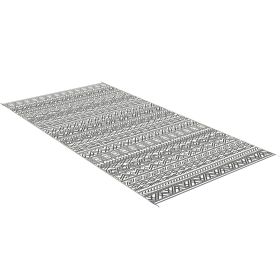 Outsunny Portable Patio Mat Reversible Gray & Cream White Boho Outdoor Rug 9x18 with Carry Bag for RV Camping