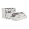 Wood Queen Cabinet Murpgy Bed with Storage Drawers for Guest Room,Hideaway Bed with White Rattan Design,Foldaway Bed Cabinet