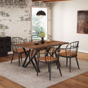 Indoor Upholstered Dining Set With Metal Legs (Set of 4),Brown