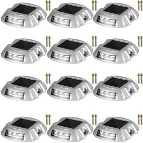 VEVOR Driveway Lights 12-Pack Solar Driveway Lights Bright White with Screws Solar Deck Lights Outdoor Waterproof Wireless Dock Lights 6 LEDs for
