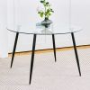 Modern simple glass table, high-quality tempered glass metal material, black spray table legs, suitable for restaurant kitchen (set of 1)