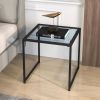 Tempered Glass Side Table with Metal Frame for Indoor and Outdoor