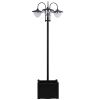 74.5" 3-head Solar Lamp  witPost Street Light  Planter, Automatic-on, 6 Hour Max Outdoor Ready LED Lighting, Black