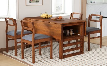 TOPMAX Modern 5-Piece 47.2'' Extendable Wood Square Dining Table Set with Two 11.8-inch Drop Leaves