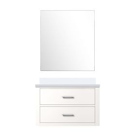 White Single Bath Vanity 30 in. W x 22 in. D, Cultured Marble Countertop and 28 in. Mirror