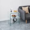 2 layer Tempered Glass Side Table, Clear glass Sofa Table