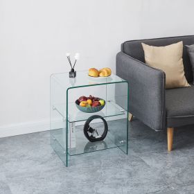 2 layer Tempered Glass Side Table, Clear glass Sofa Table