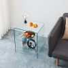 2 layer Tempered Glass Side Table, Clear glass Sofa Table