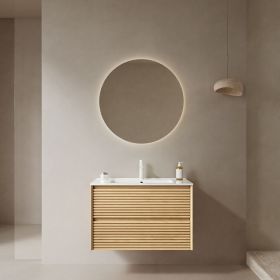 BRON 30" Bathroom Vanity with Sink, Modern Wall-Mounted Floating Plywood Bathroom Storage Cabinet with 2 Drawers