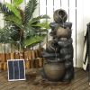 Outsunny Solar Water Fountain 28.3 4-Tier Resin Cascading Jars Stacked Stones with LED Lights Outdoor Decor