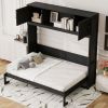 Full Size Murphy Bed with Storage Cabinets, Black