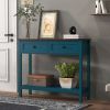 Farmhouse Style Console Table with 2 Drawer and Bottom Storage Shelf for Entryway, Rustic Side Table with Storage Drawer and Shelf for Living room
