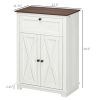 HOMCOM Farmhouse Sideboard Storage Cabinet, Doors and Drawer, for Kitchen, Living Room, 23.5"x11.75"x34.5", White