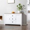 HOMCOM Dining Buffet Sideboard Cabinet in White with Drawers Adjustable Shelves for Kitchen Storage
