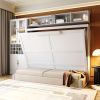 Queen Size Murphy Bed Wall Bed with Sofa , Shelves USB & Light ,White