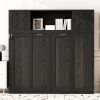 Full Size Murphy Bed with Storage Cabinets, Black