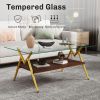 Coffee Table and End tables Set of 3, Tempered Glass Table with MDF layer, Modern Tables for Living Room , Transparent Glass