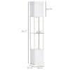 HOMCOM Shelf Floor Lamp White 2 Light Fabric Shade for Living Room Bedroom 10.25x10.25x61.5