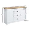 HOMCOM Dining Buffet Sideboard Cabinet in White with Drawers Adjustable Shelves for Kitchen Storage