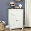 HOMCOM Farmhouse Sideboard Storage Cabinet, Doors and Drawer, for Kitchen, Living Room, 23.5"x11.75"x34.5", White