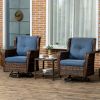 Outsunny Rocking Retreat: Dark Blue Bistro Set with 360��Swivel & Rocking Function