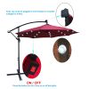 10 ft Outdoor Patio Umbrella Solar Powered LED Lighted Sun Shade Market Waterproof 8 Ribs Umbrella with Crank and Cross Base for Garden Deck Backyard