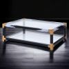 Lafty Clear Glass & White Brushed Finish Coffee Table