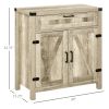 HOMCOM Wooden Farmhouse Sideboard Oak Finish Kitchen Buffet Cabinet with Drawer and Shelf