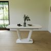 62.99-78.74" grey white dining table, MDF kitchen dining table, and modern industrial style expandable dining table with U-shaped legs
