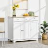 HOMCOM Sideboard Buffet Cabinet, 3-Doors Kitchen Cabinet, Coffee Bar Storage with 3 Drawers, Adjustable Shelf for Living Room and Hallway, White