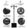 74.5" 3-head Solar Lamp  witPost Street Light  Planter, Automatic-on, 6 Hour Max Outdoor Ready LED Lighting, Black