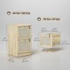 2 Drawer Filing Cabinet with Lock, Boho File Cabinet for A4 Letter Size Files with Decorative Rattan Accents, Oak