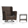 Outsunny Rocking Retreat: Dark Blue Bistro Set with 360��Swivel & Rocking Function