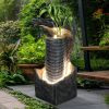 33.4-inch High Modern Outdoor Fountains and Waterfalls with LED Lights