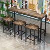 Long Dining Table Set with 3 Stools, Easy Assembly, Natural (Same SKU:W75753848)