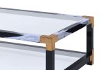 Lafty Clear Glass & White Brushed Finish Coffee Table