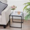 Tempered Glass Side Table with Metal Frame for Indoor and Outdoor