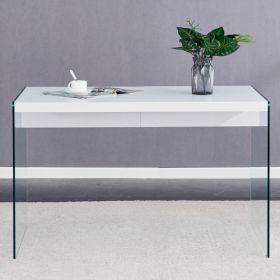 The Top Of The Coffee Table Is Made Of MDF And White Stickers, And The Sides Are Clear Tempered Glass. The Design Is Simple And Elegant, And The (Color: White)