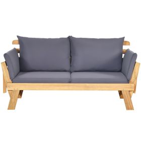 Adjustable Patio Convertible Sofa With Thick Cushion (Option: Gray)