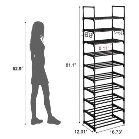 10 Tier Shoe Rack Tall Metal Shoe Storage Organizer For Bathroom Bedroom Living Room (Option: W13498177)