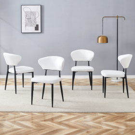White Minimalist Ergonomic Dining Chair, With A Curved Backrest For Comfortable Design,Unlocking A Comfortable And Minimalist New Sitting Posture (Option: WhiteBlack)