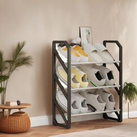 A Shoe Rack With Three Layers That Can Be Stacked To Save Space, Keep The House Tidy And Is Easy To Use. (Color: Black)