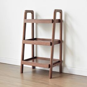 Walnut Oak Storage Bench, 3-Tier Beech Wood Shoe Rack For Entryway Organizer (Option: Walnut)