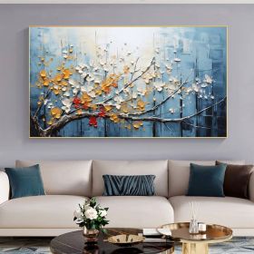 Abstract Blossom Tree Oil Painting on Canvas, Large Wall Art,Original Minimalist Floral Landscape Art Custom Painting Living Room Home Decor (style: 01, size: 100x200cm)