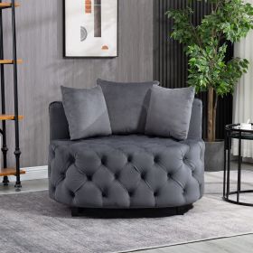 Furniture, Accent Chair / Classical Barrel Chair for living room / Modern Leisure Sofa Chair (Color: Gray)